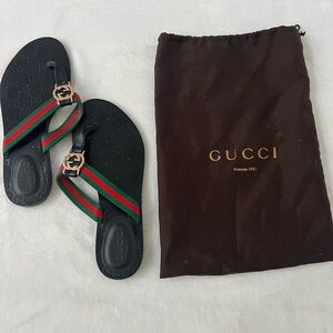Gucci Web Thong Sandals